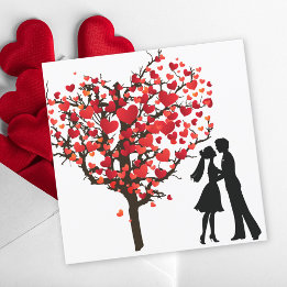 Cartes Pour Fêtes Annuelles Silhouette de couple sous le coeur de Saint Valent