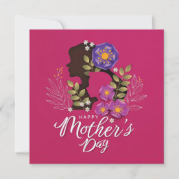 Cartes Pour Fêtes Annuelles Silhouette de maman et enfant Fête des mères
