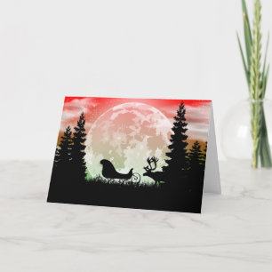 Cartes Pour Fêtes Annuelles Silhouette de rennes et de scories