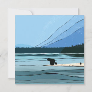 Cartes Pour Fêtes Annuelles Silhouette d'ours du Nord-Ouest Pacifique