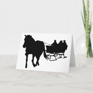 Cartes Pour Fêtes Annuelles Silhouette du Sleigh Ride en hiver
