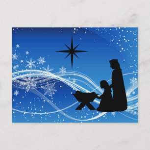 Cartes Pour Fêtes Annuelles Silhouette Nativité Scène Noël