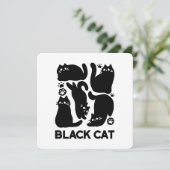 Cartes Pour Fêtes Annuelles Silhouettes de chat noir - Design félin mignon (Debout devant)
