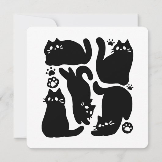 Cartes Pour Fêtes Annuelles Silhouettes de chat noir - Design félin mignon (Devant)