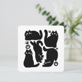 Cartes Pour Fêtes Annuelles Silhouettes de chat noir - Design félin mignon (Debout devant)