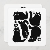 Cartes Pour Fêtes Annuelles Silhouettes de chat noir - Design félin mignon (Devant / Derrière)