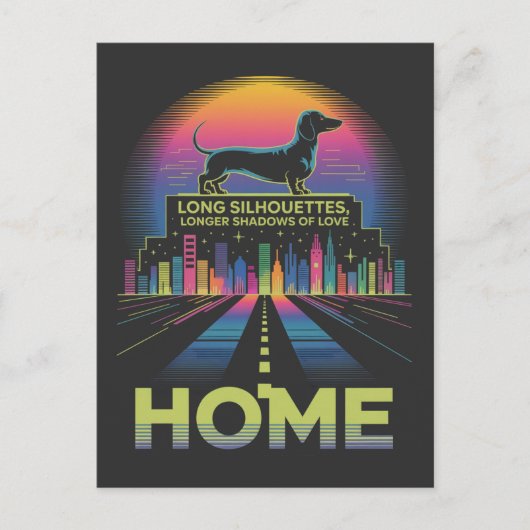 Cartes Pour Fêtes Annuelles Silhouettes de teckel longs, ombres plus longues d (Devant)