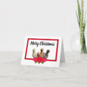 Cartes Pour Fêtes Annuelles Silkie Bantam poulet Noël Poinsetta RedFrame (Devant)
