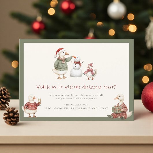 Cartes Pour Fêtes Annuelles Silly Goose Christmas Snowman Watercolor