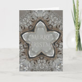 Cartes Pour Fêtes Annuelles Silver blanc gris brillant étoile Joyeux Noël (Devant)