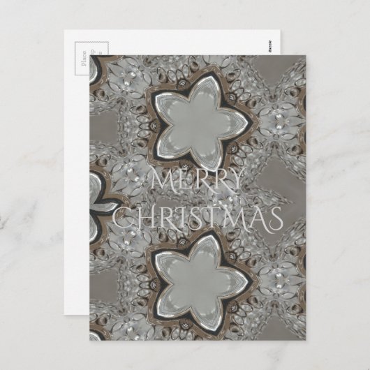 Cartes Pour Fêtes Annuelles Silver blanc gris brillant étoile Joyeux Noël (Devant / Derrière)