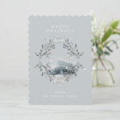 Cartes Pour Fêtes Annuelles Silver doux Turquoise bleu Noël Scène d'hiver (Debout devant)