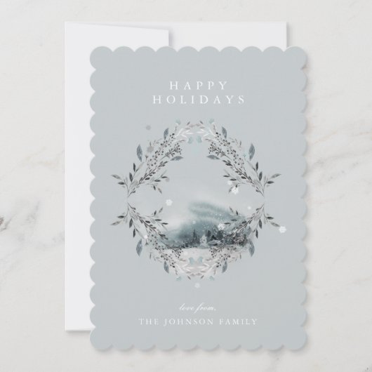 Cartes Pour Fêtes Annuelles Silver doux Turquoise bleu Noël Scène d'hiver (Devant)