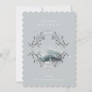 Cartes Pour Fêtes Annuelles Silver doux Turquoise bleu Noël Scène d'hiver