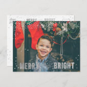 Cartes Pour Fêtes Annuelles Silver et blanc Flocon de neige Joyeux et brillant (Devant / Derrière)