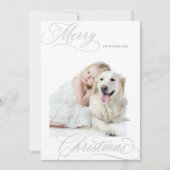 Cartes Pour Fêtes Annuelles Silver Grey Joyeux Noël Script Photo minime (Devant)