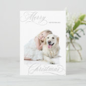 Cartes Pour Fêtes Annuelles Silver Grey Joyeux Noël Script Photo minime (Debout devant)