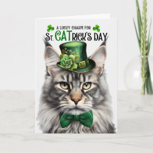 Cartes Pour Fêtes Annuelles Silver Maine Coon St CATrick's Day Lucky Charm