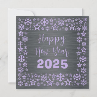 Cartes Pour Fêtes Annuelles Silver mauve Square wish card with golden stars