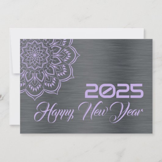 Cartes Pour Fêtes Annuelles Silver mauve wish card New Year with mandala (Devant)