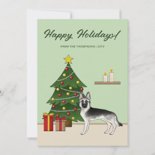Cartes Pour Fêtes Annuelles Silver Sable Allemand Berger Festif Noël