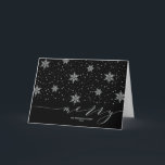 Cartes Pour Fêtes Annuelles Silver Snowflakes Merry Christmas Holiday Greeting<br><div class="desc">Celebrate the season with this stylish holiday card. This design features stylish silver lettering "merry" with snowflake pattern background. You can personalize the text. More Christmas holiday items are available at my shop BaraBomDesign.</div>