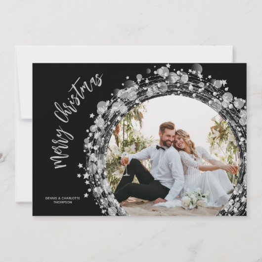 Cartes Pour Fêtes Annuelles Silver Stars Joyeux Noël Photo (Devant)