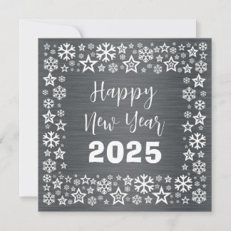 Cartes Pour Fêtes Annuelles Silver white Square wish card with golden stars