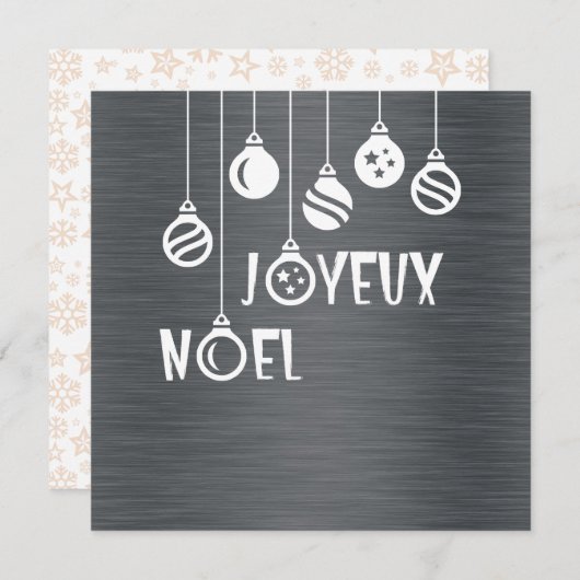 Cartes Pour Fêtes Annuelles Silver wish card "Joyeux Noel" (Devant / Derrière)