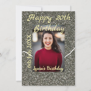 Cartes Pour Fêtes Annuelles Silverglitter photo 20e anniversaire ajouter nom d