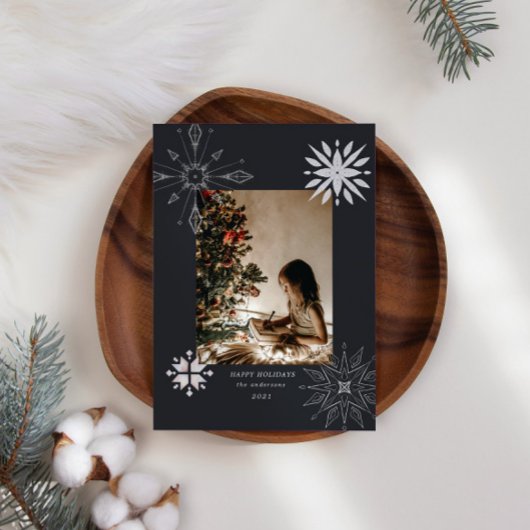 Cartes Pour Fêtes Annuelles silwflake sparkle