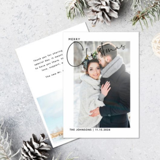 Cartes Pour Fêtes Annuelles Simple 1er Mariage de Noël Merci photo
