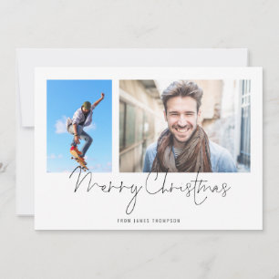 Cartes Pour Fêtes Annuelles Simple 2 Photo Collage Nom Joyeux Noël
