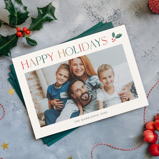 Cartes Pour Fêtes Annuelles Simple 2 Photo Coloré Joyeux