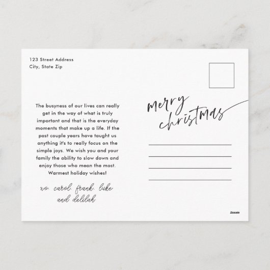 Cartes Pour Fêtes Annuelles Simple 4 photo Collage Script Joyeux Noël (Dos)