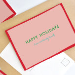 Cartes Pour Fêtes Annuelles Simple amusant rose et rouge<br><div class="desc">Playful et simple,  cette carte de vacances est dotée de polices amusantes et de couleurs audacieuses et joyeuses. Art original et design par Annie Montgomery Design.</div>