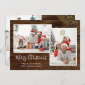Cartes Pour Fêtes Annuelles Simple apparence rustique Trois photos Joyeux Noël (Devant / Derrière)