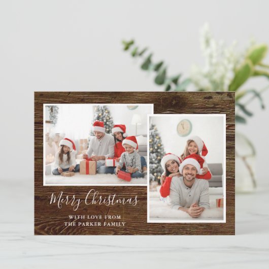 Cartes Pour Fêtes Annuelles Simple apparence rustique Trois photos Joyeux Noël (Debout devant)