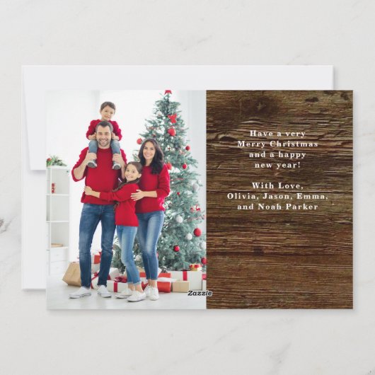 Cartes Pour Fêtes Annuelles Simple apparence rustique Trois photos Joyeux Noël (Dos)
