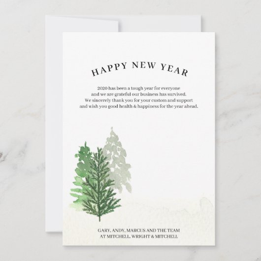 Cartes Pour Fêtes Annuelles Simple aquarelle Forêt d'hiver Bonne année (Devant)