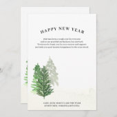 Cartes Pour Fêtes Annuelles Simple aquarelle Forêt d'hiver Bonne année (Devant / Derrière)