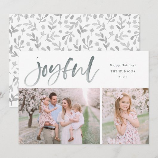 Cartes Pour Fêtes Annuelles Simple Aquarelle Script Joyeux Photo de Noël (Devant / Derrière)