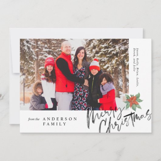 Cartes Pour Fêtes Annuelles Simple Aquarelle Script Photo Mistletoe de Noël (Devant)
