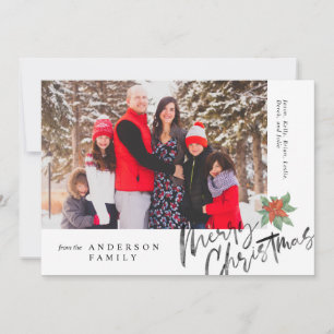 Cartes Pour Fêtes Annuelles Simple Aquarelle Script Photo Mistletoe de Noël