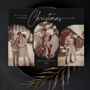 Cartes Pour Fêtes Annuelles Simple arches forme 3 photo noir Noël