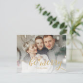 Cartes Pour Fêtes Annuelles Simple Be Merry Heart Cute Script Gold photo (Debout devant)