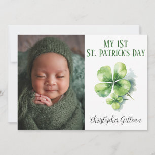 Cartes Pour Fêtes Annuelles Simple bébé photo shamrocks 1er jour de la Saint-P
