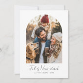Cartes Pour Fêtes Annuelles Simple Blanc Feliz Navidad Arch Photo Noël (Devant)