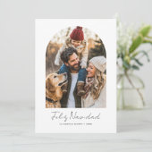 Cartes Pour Fêtes Annuelles Simple Blanc Feliz Navidad Arch Photo Noël (Debout devant)