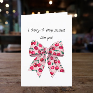 Cartes Pour Fêtes Annuelles Simple Cherry Pink Bow petit ami mari Anniversaire